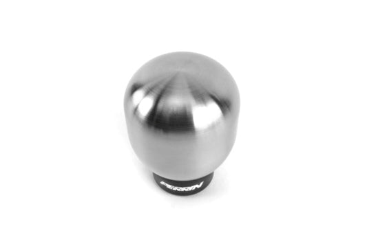 JDMuscle PERRIN brushed stainless steel barrel shift knob for Subaru WRX, STI, BRZ, and Crosstrek models, detailed close-up shot.