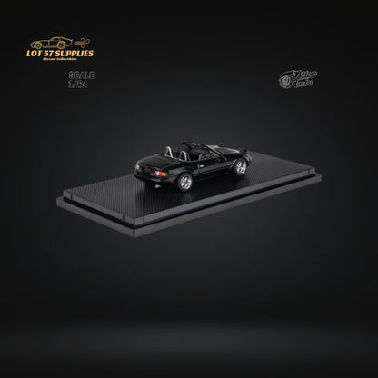 Miniature Mazda MicroTurbo Eunos Roadster MX-5 diecast model in metallic black, 1:64 scale, from Lot57Supplies Diecast Shop.