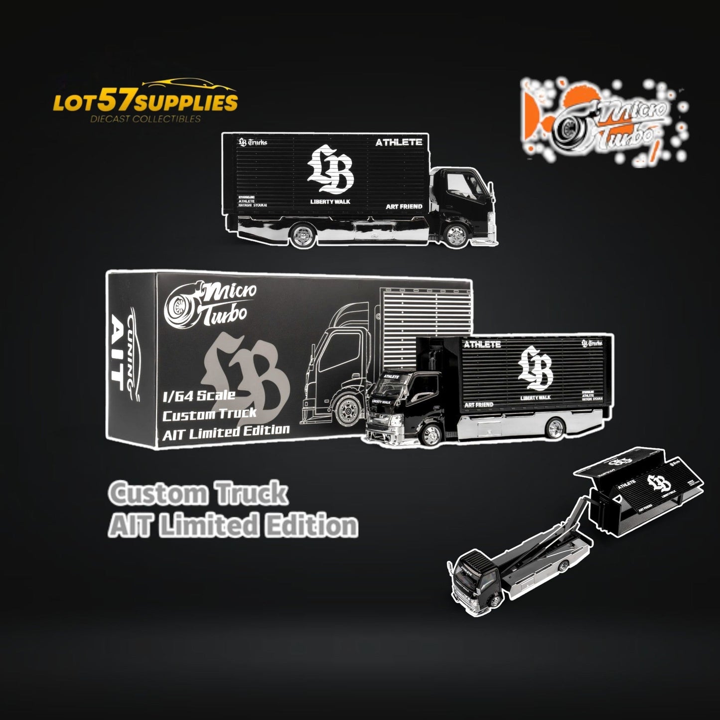MicroTurbo Hino 300 Custom Box Truck AIT Limited Edition 1:64 - Evergreen Kings