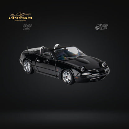 Miniature Mazda MX-5 Eunos Roadster MicroTurbo in customized metallic black, 1:64 scale diecast model by Lot57Supplies Diecast Shop
