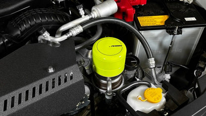 PERRIN neon yellow oil filter cover for WRX, BRZ, and GR86 by JDMuscle