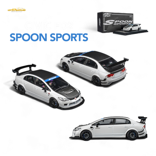 Microturbo Honda Civic Type R FD2 Spoon Sports Metallic White 1:64 - Evergreen Kings