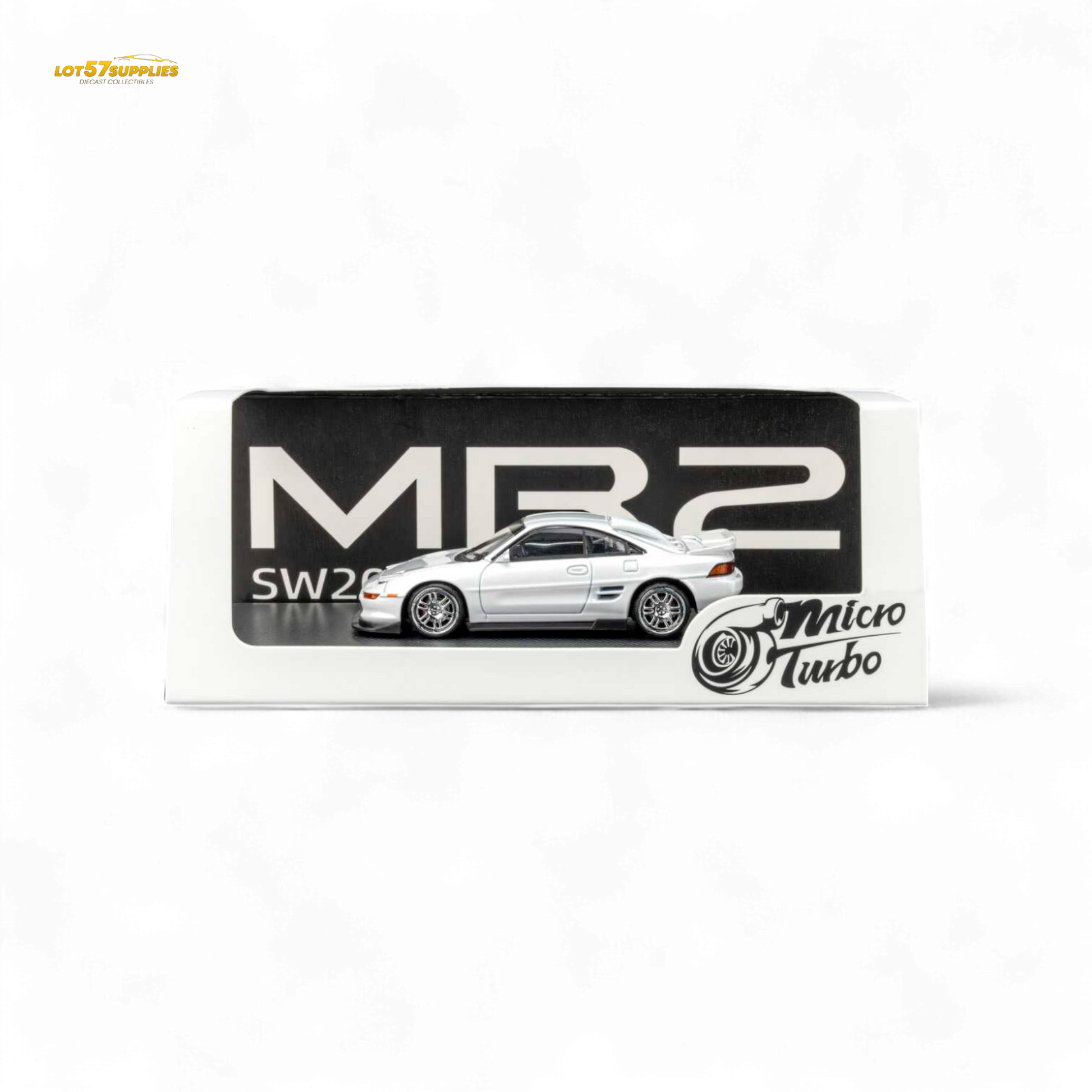 White Toyota MR-2 SW20 Revision 4 V2 diecast model by Lot57Supplies, detailed 1:64 scale car with realistic features.