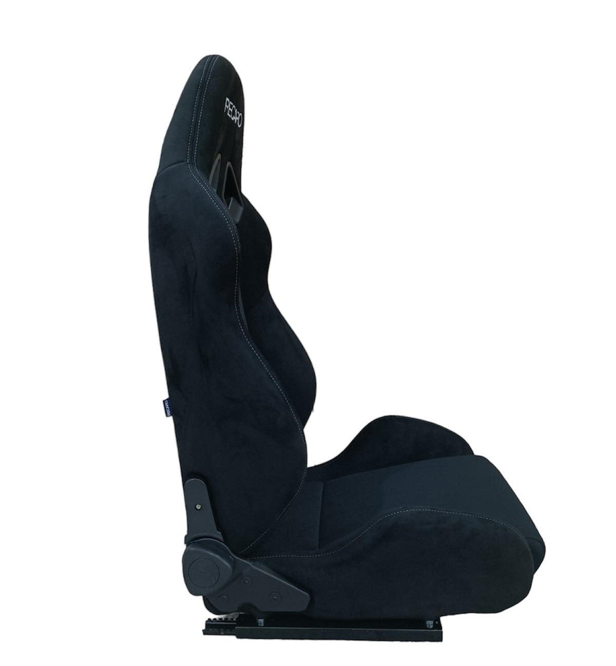 Black cloth racing seat from Speedzone Performance LLC's 2nd Option Racing 1052 Race Master Seats series, shown from the side.