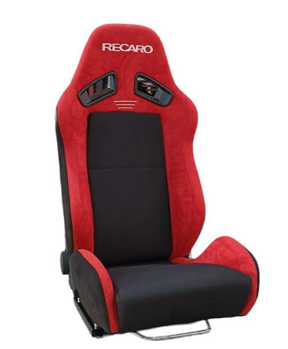 Red and black Speedzone Performance LLC Racing 1052 Race Master seats with side view, designed for high-performance racing vehicles.
