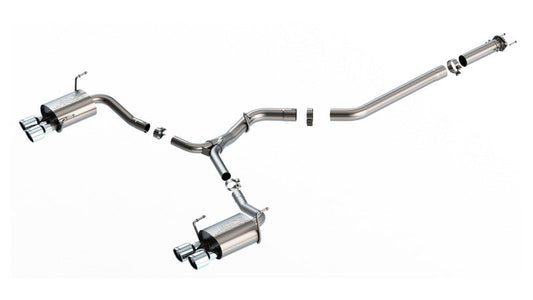 FR SPORT Borla S-Type cat-back exhaust system for 2022-2023 Subaru WRX 2.4L Turbo with polished tips, shown installed on vehicle.