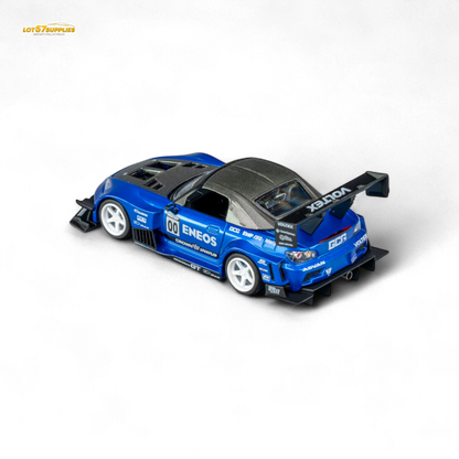 Candy blue Honda S2000 diecast model by Lot57Supplies, MicroTurbo ENEOS #00 Top Fuel, 1:64 scale, detailed collectible car.