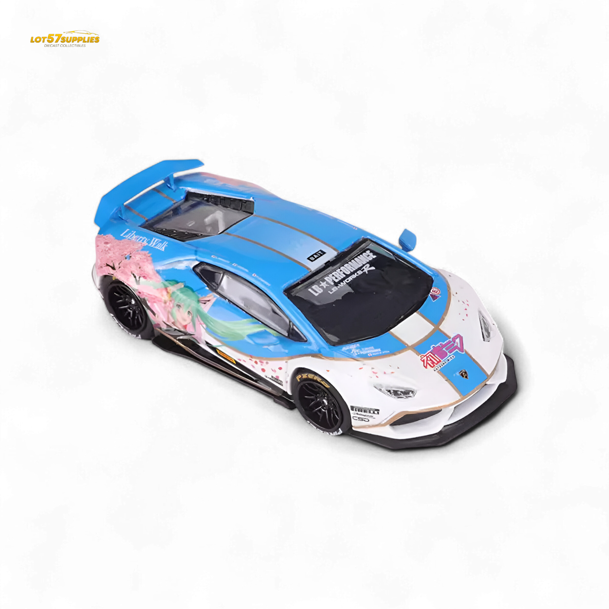 Hatsune Blue King Model Lamborghini Huracan LP610 diecast car, 1:64 scale, detailed collectible from Lot57Supplies Diecast Shop.