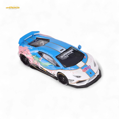 Hatsune Blue King Model Lamborghini Huracan LP610 diecast car, 1:64 scale, detailed collectible from Lot57Supplies Diecast Shop.