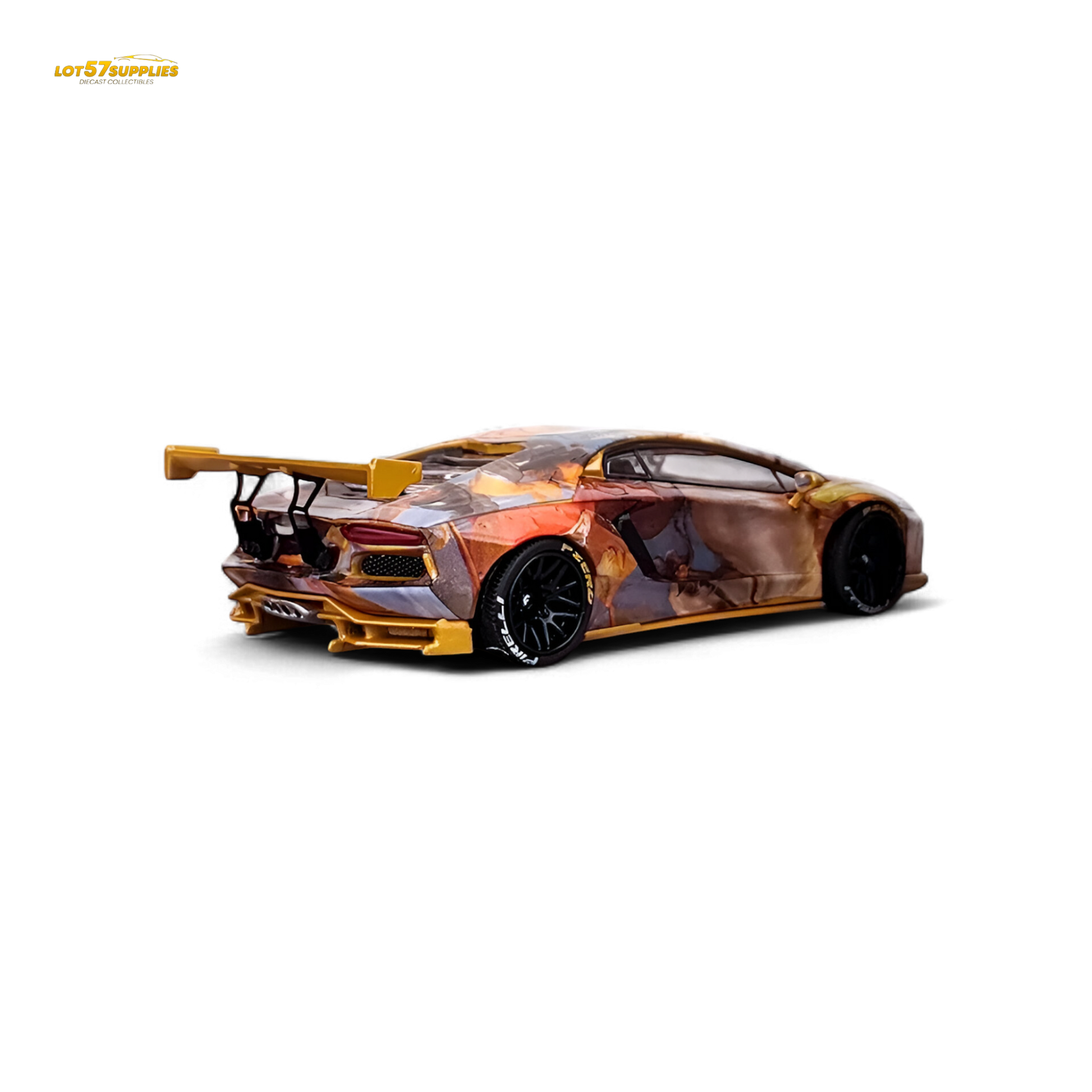 Diecast Lamborghini Aventador LP700-4 Tiger Racing model in 1:64 scale, featuring vibrant tiger stripe design and detailed exterior.