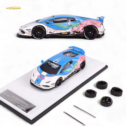 Lamborghini Huracan LP610 diecast model in Hatsune Blue, 1:64 scale, by Lot57Supplies Diecast Shop, detailed car replica.