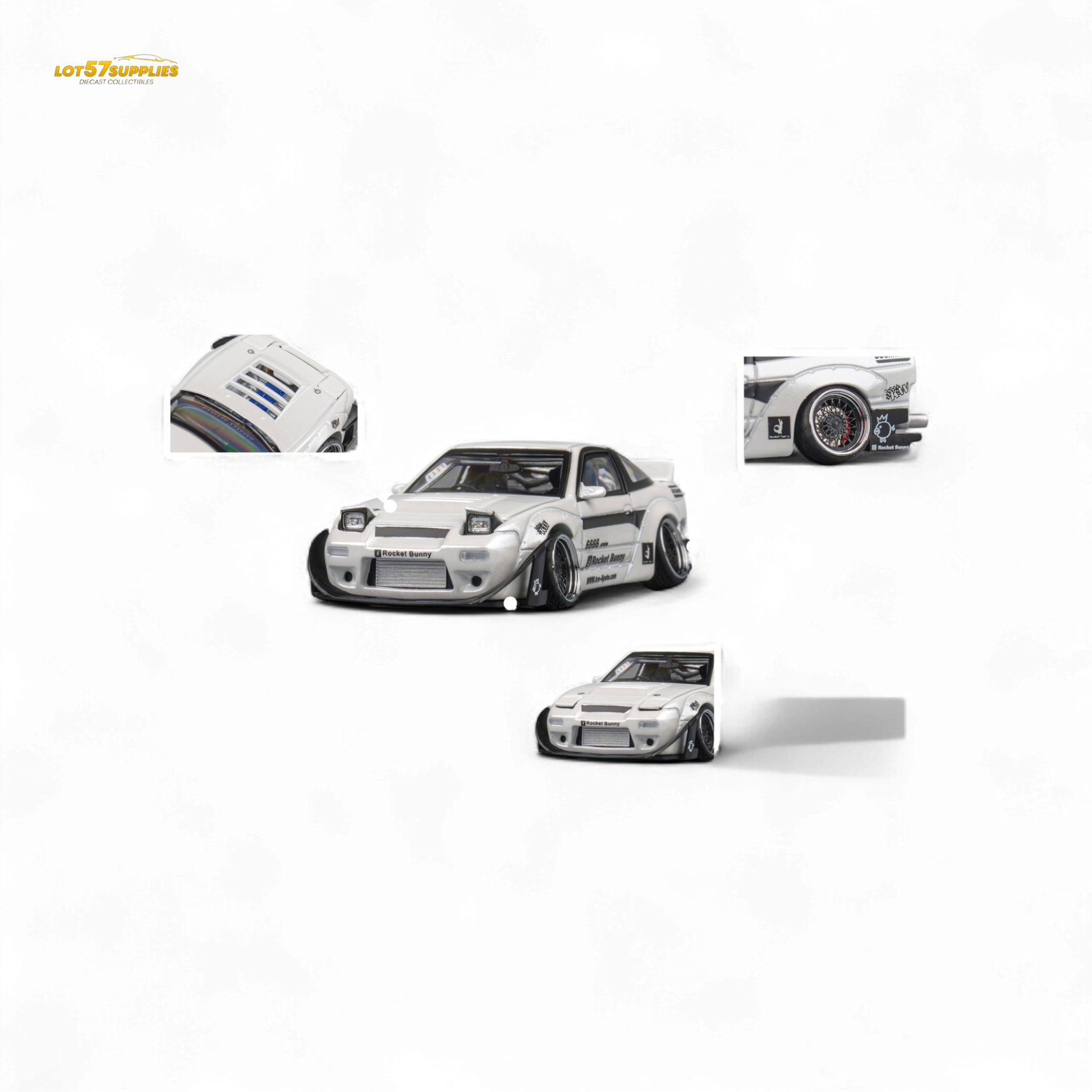 MicroTurbo Nissan 180SX Pandem Rocket Bunny White 1:64