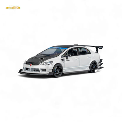 Metallic white Honda Civic Type R FD2 diecast model by Spoon Sports, 1:64 scale, displayed on a plain background.