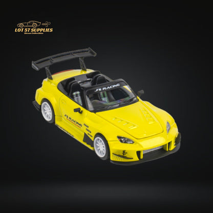 Yellow pearl Honda S2000 JS Racing Microturbo diecast car, 1:64 scale, detailed miniature model by Lot57Supplies Diecast Shop.