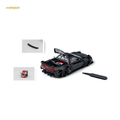 Gloss black Honda Microturbo NSX-R WideBody diecast model in 1:64 scale, detailed miniature car from Lot57Supplies Diecast Shop.