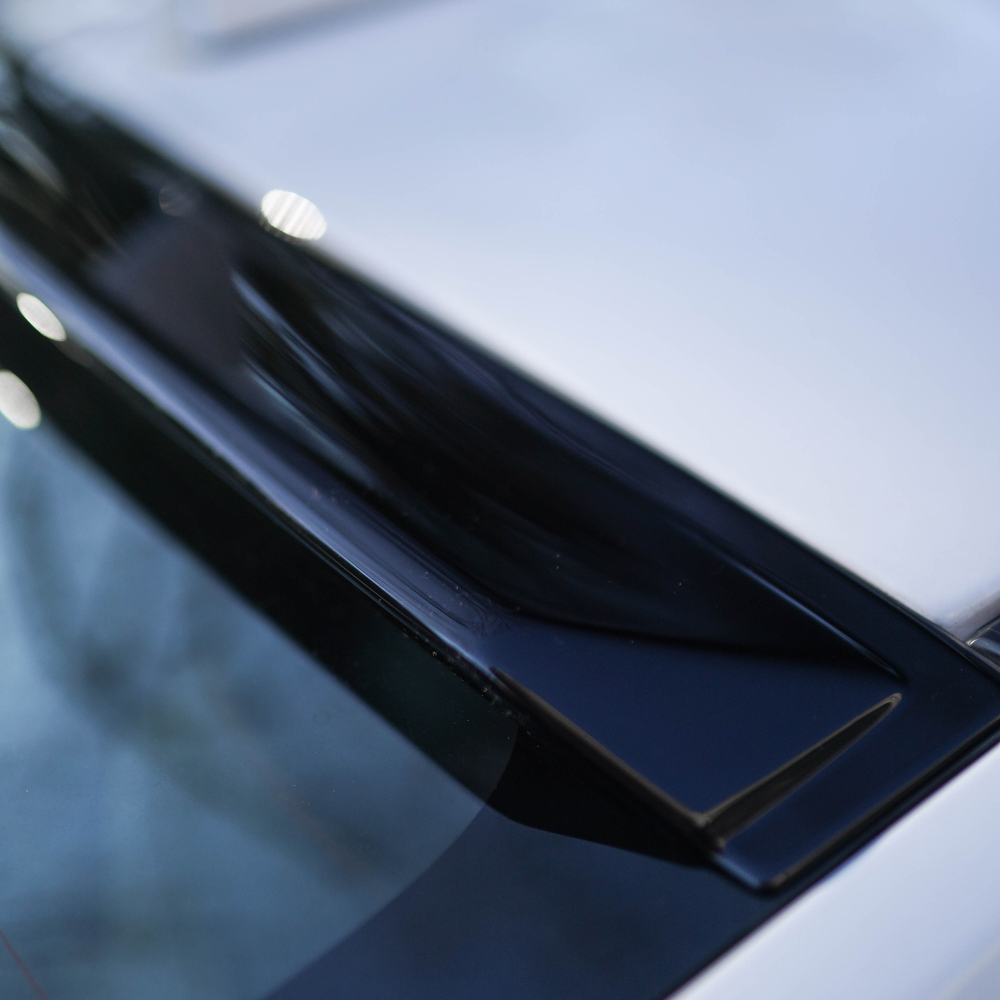 JDMuscle V2 Roof Spoiler for 2022-2025 Subaru WRX, diffuser and vortex generator attached to car roof in black finish.