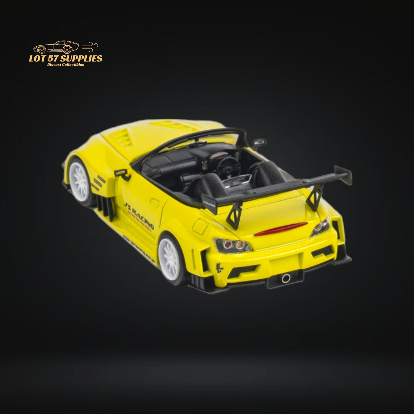 Yellow pearl Honda S2000 JS Racing Microturbo diecast car in 1:64 scale, detailed model from Lot57Supplies Diecast Shop.