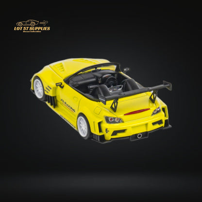 Yellow pearl Honda S2000 JS Racing Microturbo diecast car in 1:64 scale, detailed model from Lot57Supplies Diecast Shop.