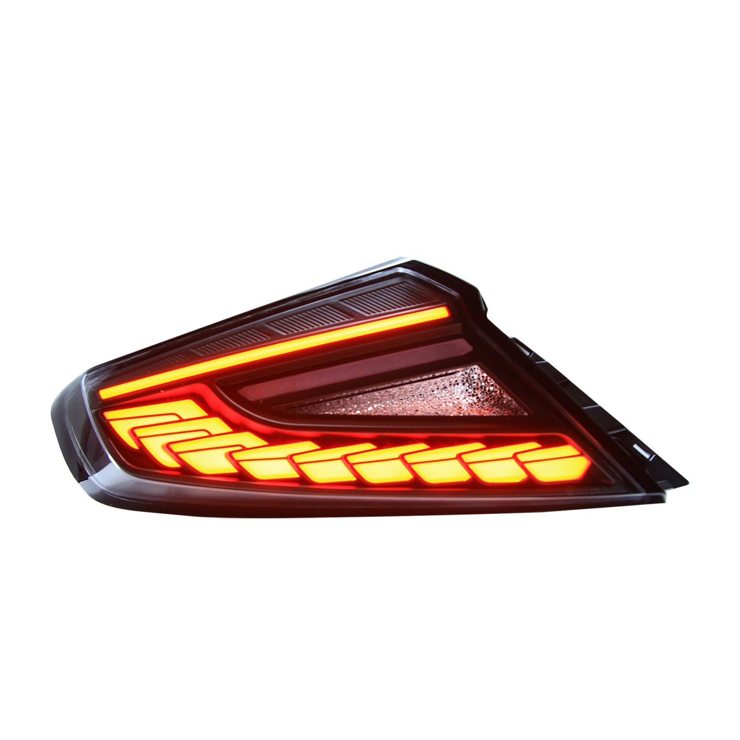 OLM Phantom-Spec LED taillights with clear lens and red optics for 2022+ Subaru WRX, showcasing the sleek tail light design.