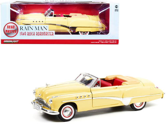 1949 Buick Roadmaster Convertible (Charlie Babbitt's) Yellow with Red Interior "Rain Man" (1988) Movie 1/18 Diecast Model Car by Greenlight