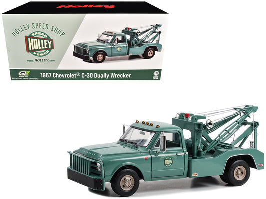 1967 Chevrolet C-30 Dually Wrecker Tow Truck "Holley Speed Shop" Green 1/18 Diecast Model Car by Greenlight