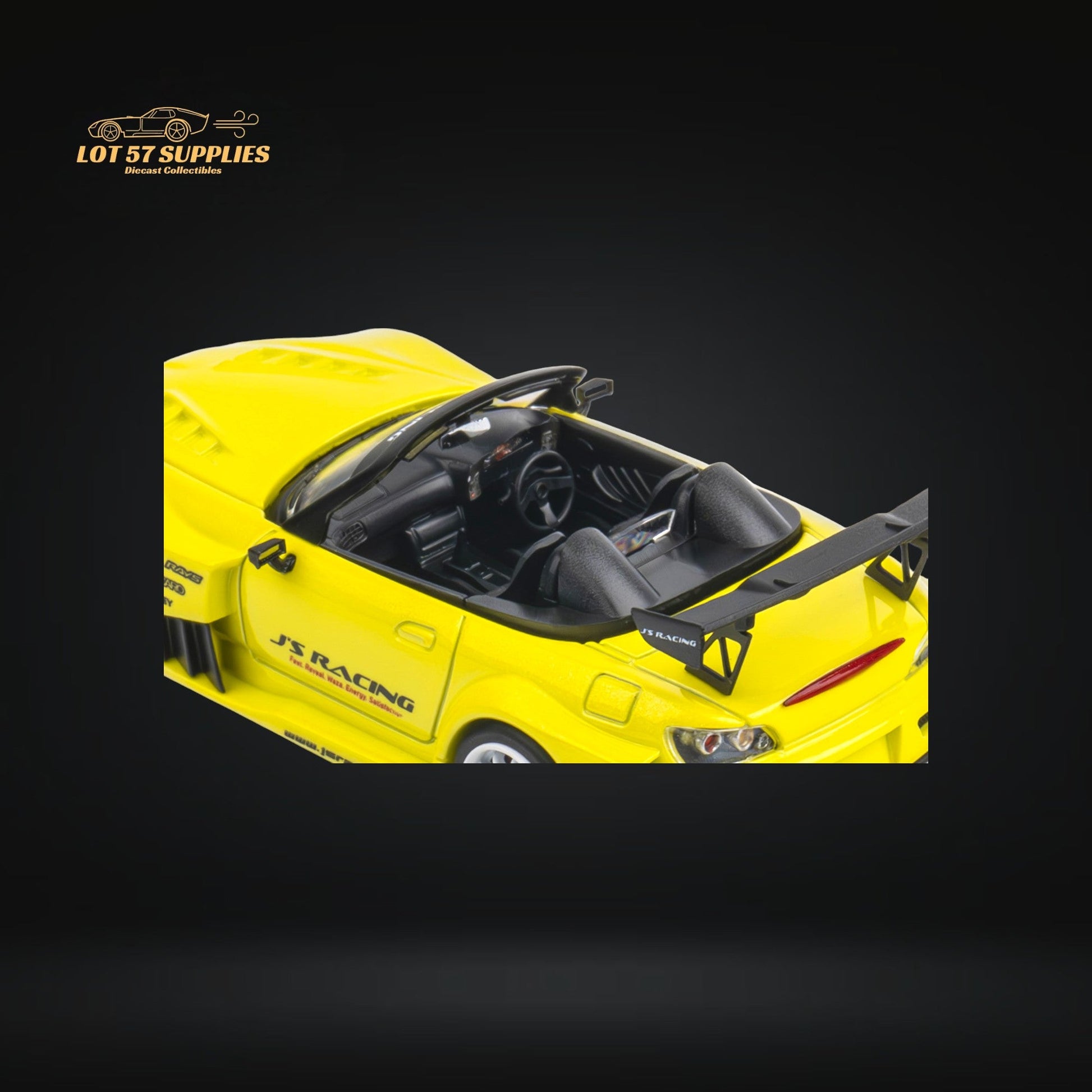 Yellow Pearl Honda S2000 diecast car by JS Racing, 1:64 scale, detailed miniature model from Lot57Supplies Diecast Shop.