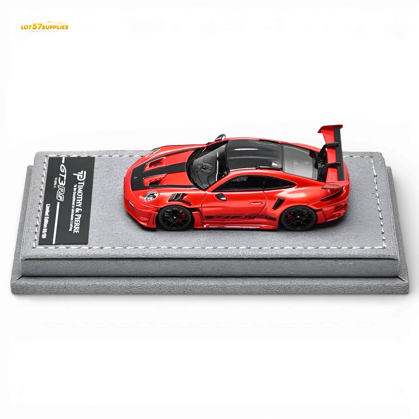 Red 1:64 scale TP Porsche 911 992 GT3 RS diecast model by Lot57Supplies Diecast Shop, detailed miniature car.
