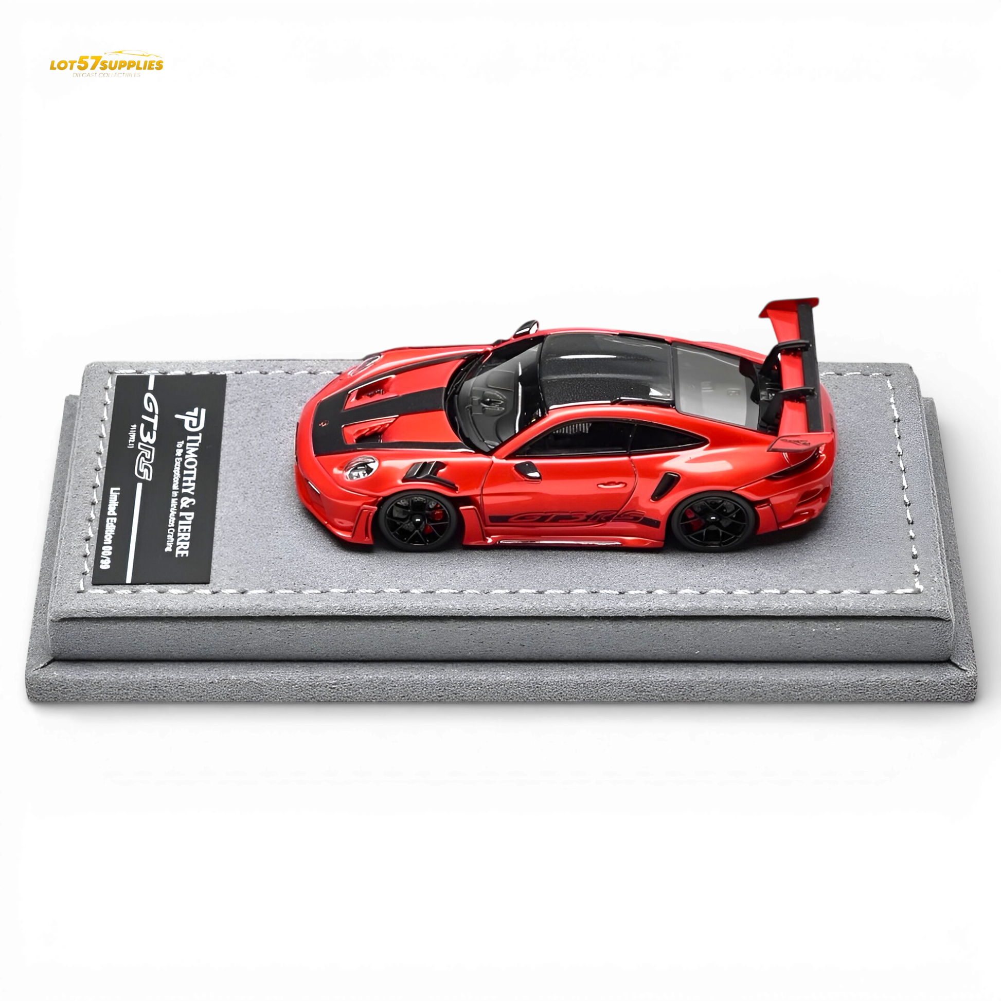 Red 1:64 scale TP Porsche 911 992 GT3 RS diecast model by Lot57Supplies Diecast Shop, detailed miniature car.