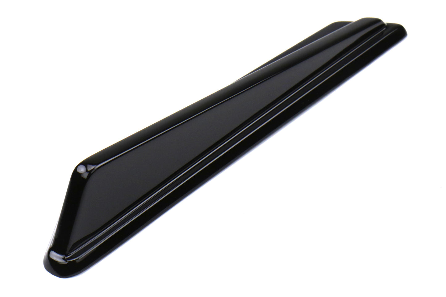 OLM Gloss Black JDM Style Canards for 2015-2021 Subaru WRX/STI, aerodynamic aero parts installed on vehicle's front sides