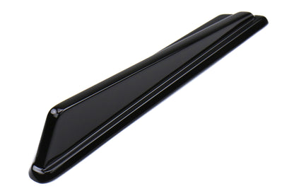 OLM Gloss Black JDM Style Canards for 2015-2021 Subaru WRX/STI, aerodynamic aero parts installed on vehicle's front sides