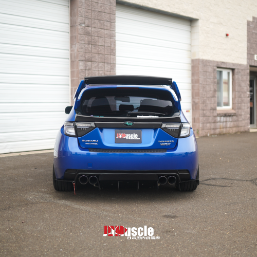 JDMuscle WRX/STI VS Style spoiler with brake lights, ABS, paint-matched finish, and partial carbon fiber for 2008-2014 Subaru WRX and STI