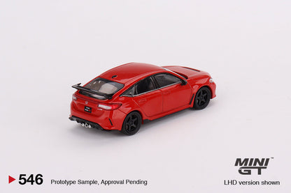 Miniature Honda Civic Type R rally red diecast model in 1:64 scale, detailed Honda car toy for collectors and enthusiasts.