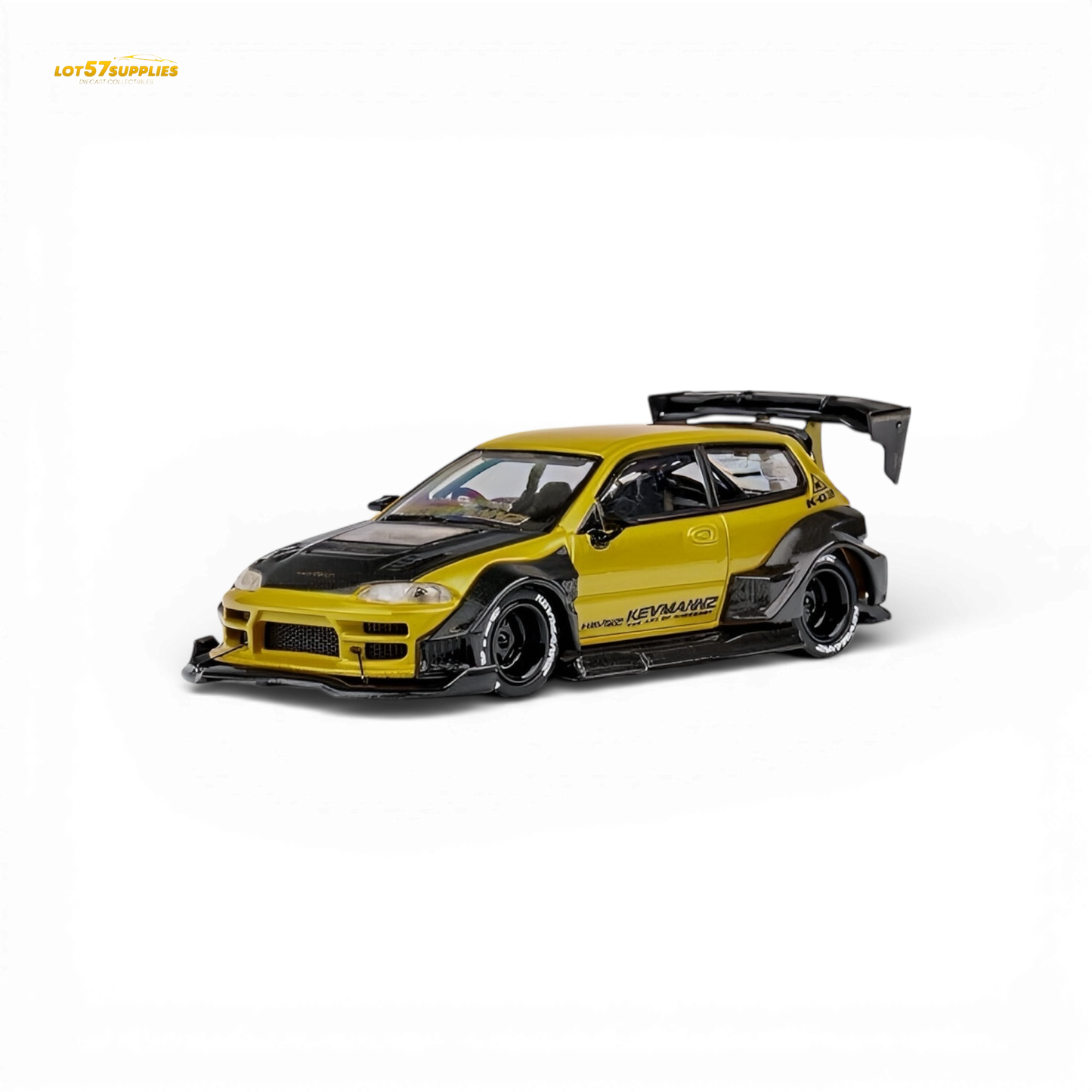 DCM Kevmannz Civic EG Ver.1 Gold Carbon Fiber Long Tail 1:64 - Evergreen Kings