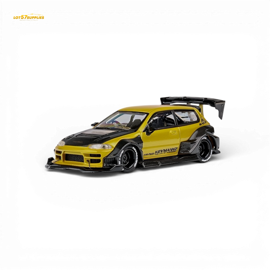 DCM Kevmannz Civic EG Ver.1 Gold Carbon Fiber Long Tail 1:64 - Evergreen Kings
