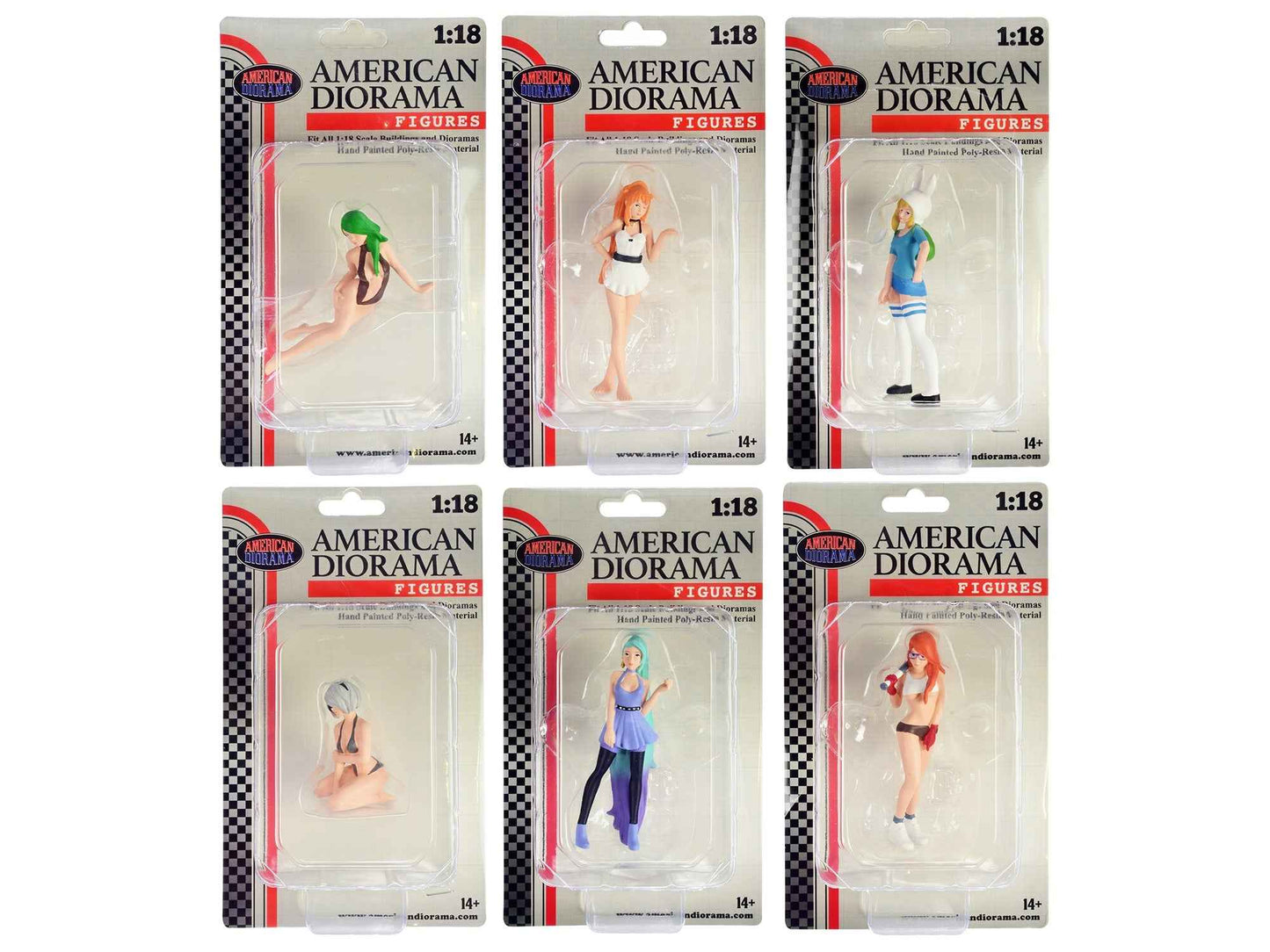 "Cosplay Girls" 6 piece Figure Set for 1/18 Scale Models by American Diorama