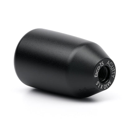 A satin black ACUITY ESCO-T5 5-speed shift knob with M10 x 1.5 threading, designed for manual transmission gear shifts.