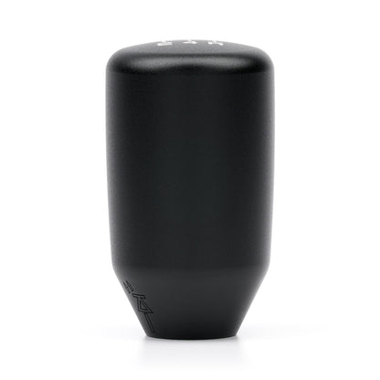 A satin black Prestige Auto Lab ACUITY ESCO-T5 5-speed shift knob with M10 x 1.5 threading, showcasing its sleek design.