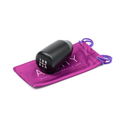 A satin black ACUITY ESCO-T5 5-speed shift knob with M10 x 1.5 threading for automotive gear shifters.