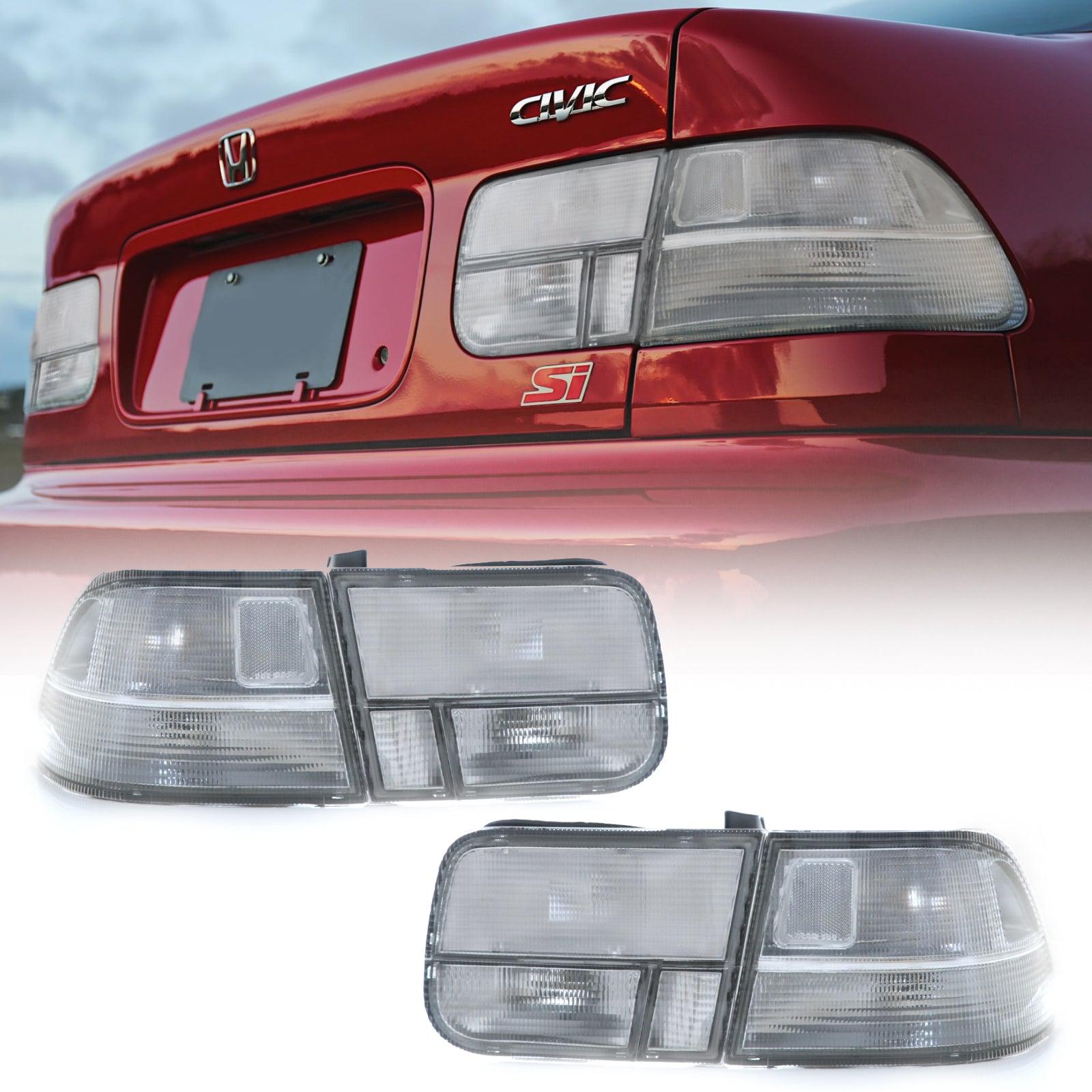 Set of four clear rear tail lights for 1996-2000 Honda Civic 2-door coupe, by DEPO, with JDM-style design and durable construction.