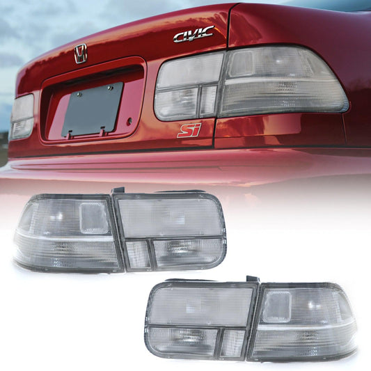 Set of four clear rear tail lights for 1996-2000 Honda Civic 2-door coupe, by DEPO, with JDM-style design and durable construction.