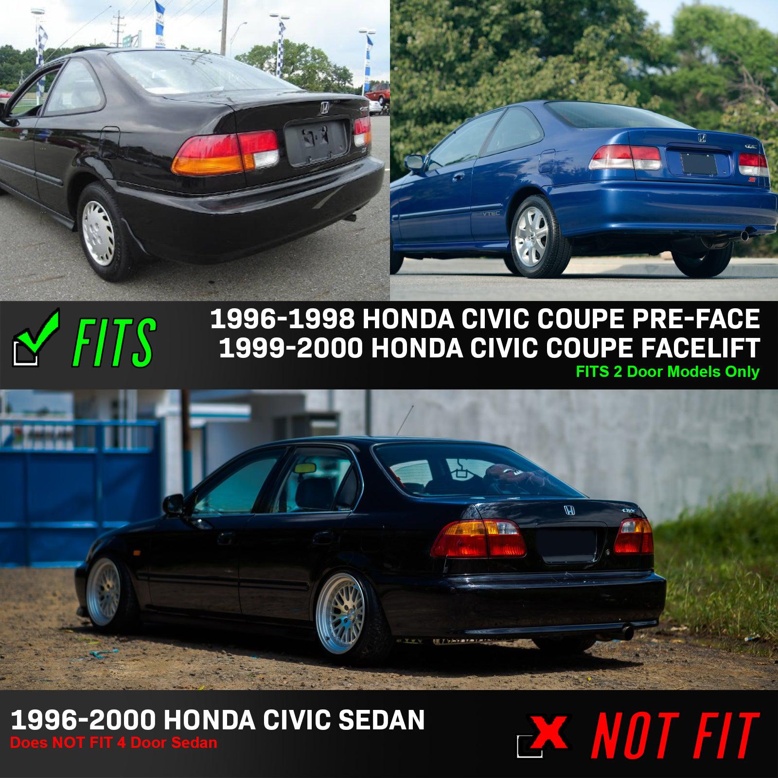 Set of four clear rear tail lights for 1996-2000 Honda Civic 2-door coupe, by DEPO, JDM-style, made by NTXGlow.