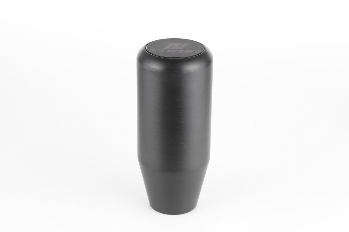 FR SPORT Tomei Duracon manual transmission shift knob with a sleek design, shown installed on a gear shifter.