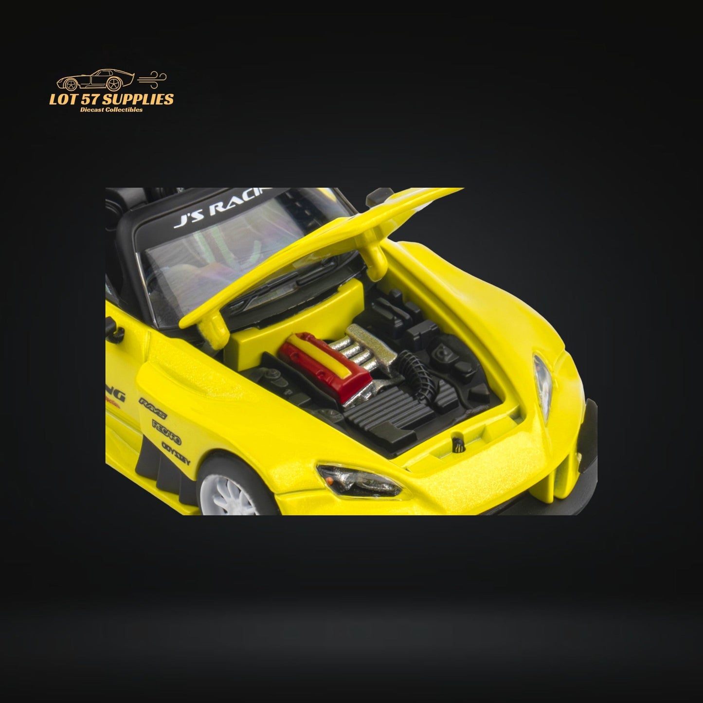 Yellow pearl Honda S2000 JS Racing microturbo diecast model in 1:64 scale, detailed miniature by Lot57Supplies Diecast Shop