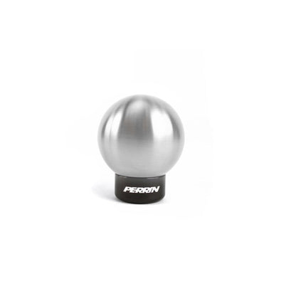 JDMuscle PERRIN 04-21 STI ball shift knob for manual transmission, black textured surface with branded logo