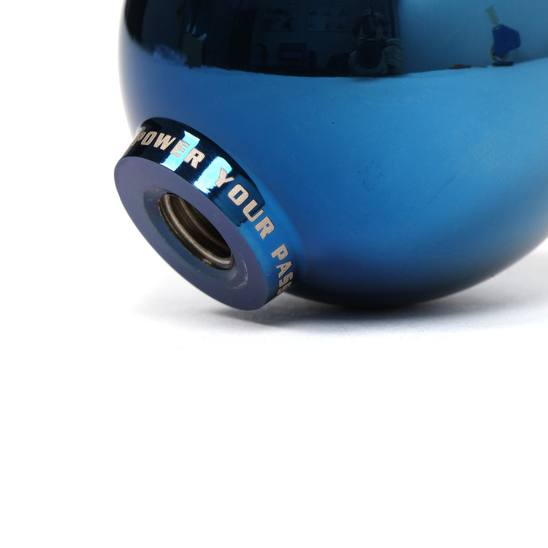 Electric blue BLOX Racing V2 Limited Series spherical shift knob for manual transmission, with 10x1.5 thread, by FR SPORT.