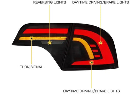 NTXGlow LED tail lights for 2006-2011 Honda Civic Sedan with clear lens, showcasing sleek automotive lighting design.