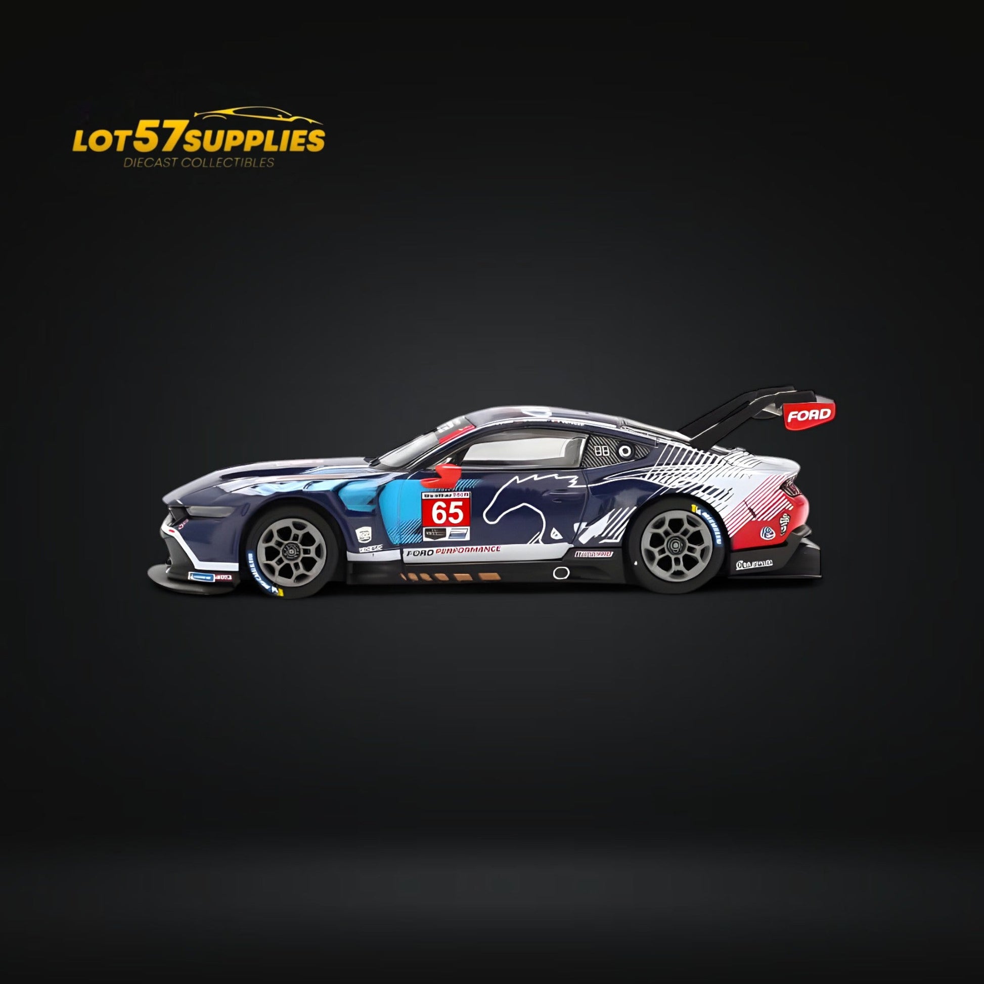 Mini-GT Ford Mustang GT3 #65 diecast model in 1:64 scale, detailed blue racing car by Lot57Supplies Diecast Shop