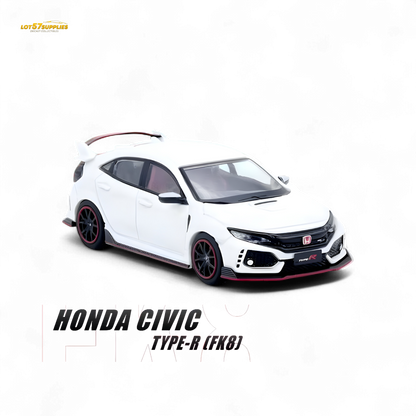 White INNO64 Honda Civic Type-R FK8 diecast model car, detailed 1:64 scale replica from Lot57Supplies Diecast Shop.