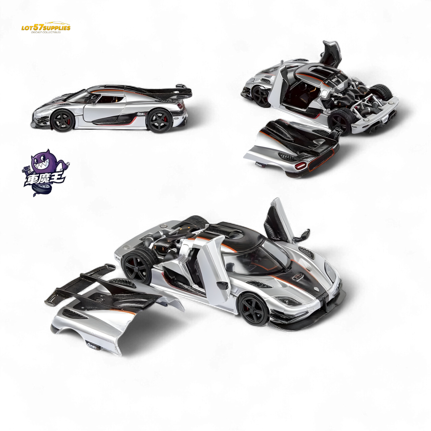 Demon King Agera ONE:1 Silver 1:64 - Evergreen Kings