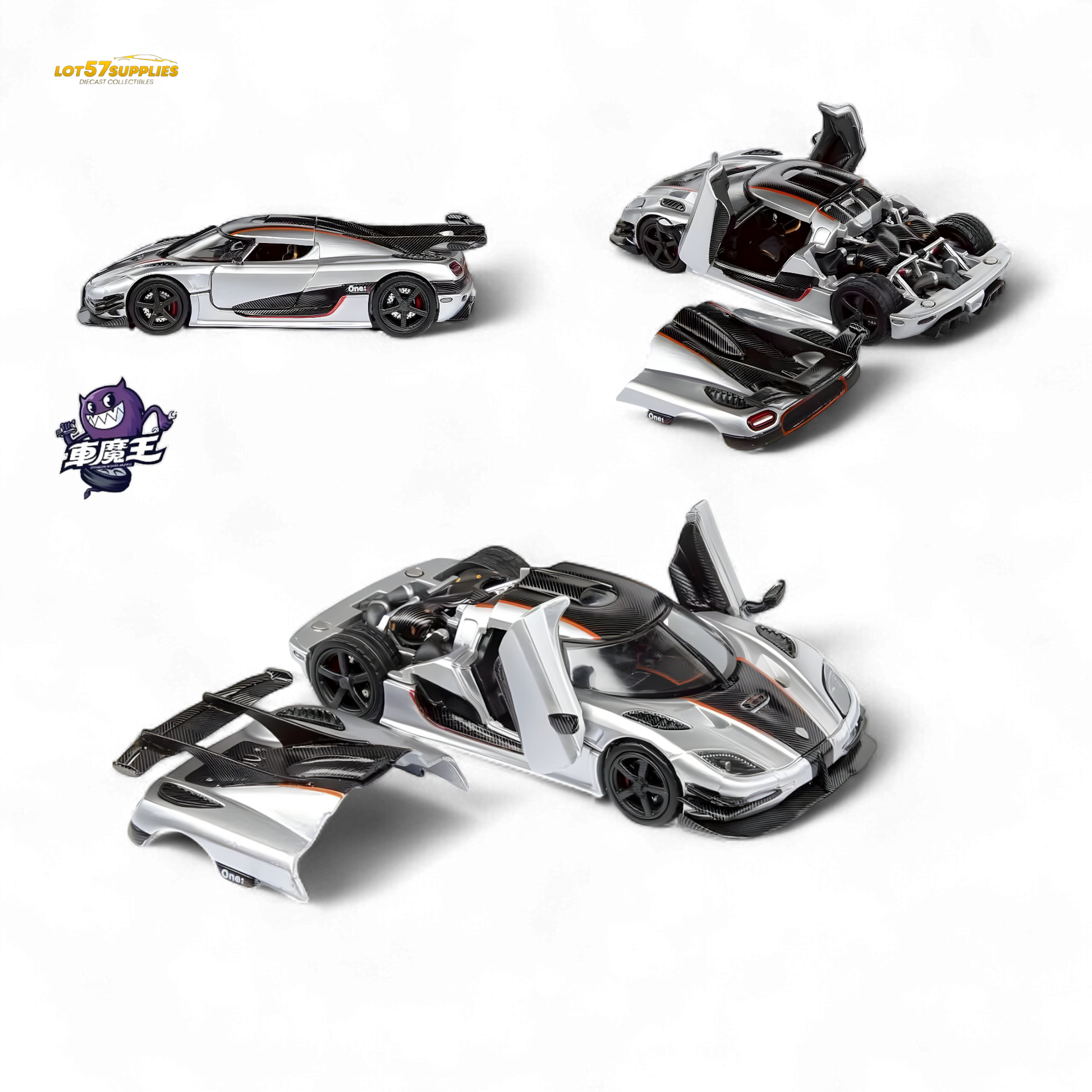 Demon King Agera ONE:1 Silver 1:64 - Evergreen Kings